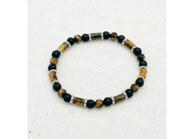 Bracelet en pierre naturelle œil de tigre et agate noire