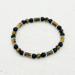 Bracelet en pierre naturelle œil de tigre et agate noire