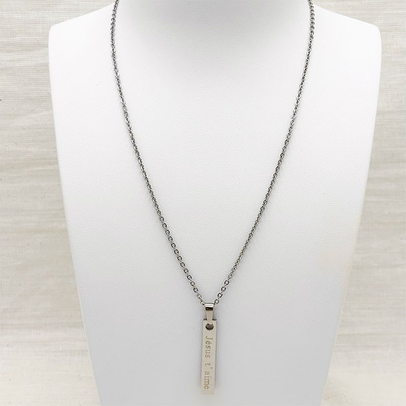 Collier Jesus t'aime acier inoxydable