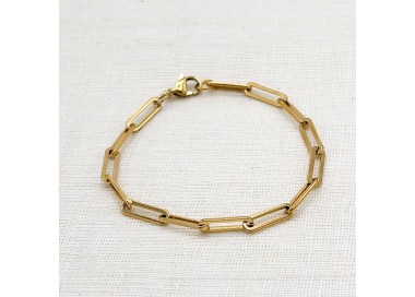 Bracelet trombone acier inoxydable doré