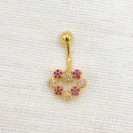 Piercing nombril cœur rose et blanc en acier inoxydable