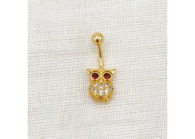 Piercing nombril hibou en acier inoxydable doré