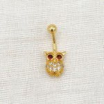 Piercing nombril hibou en acier inoxydable doré