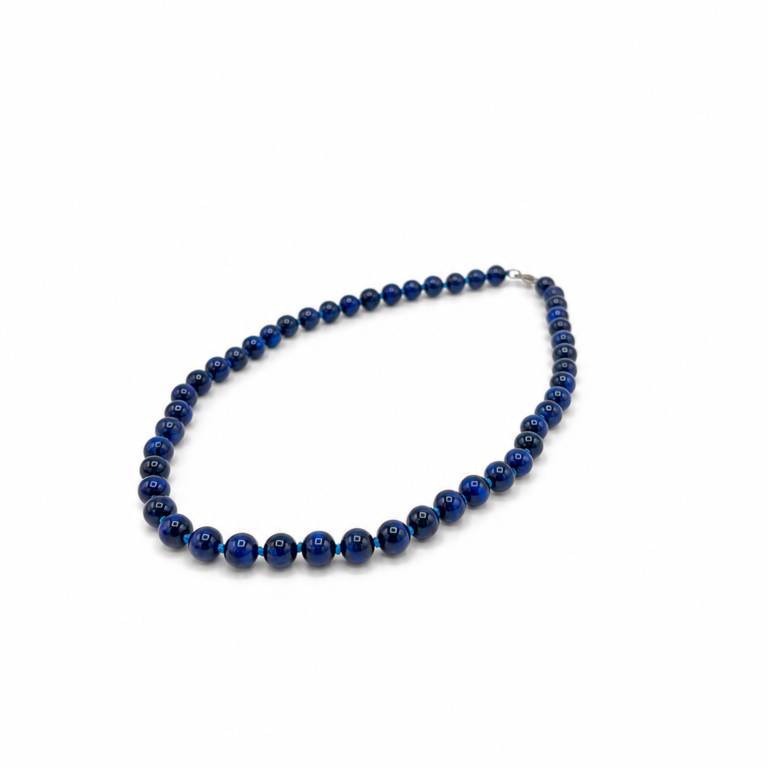 Collier Pierre Naturelle Œil Du Tigre Bleu