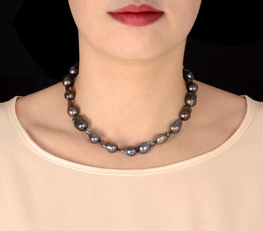 Collier Perles Baroques Grises