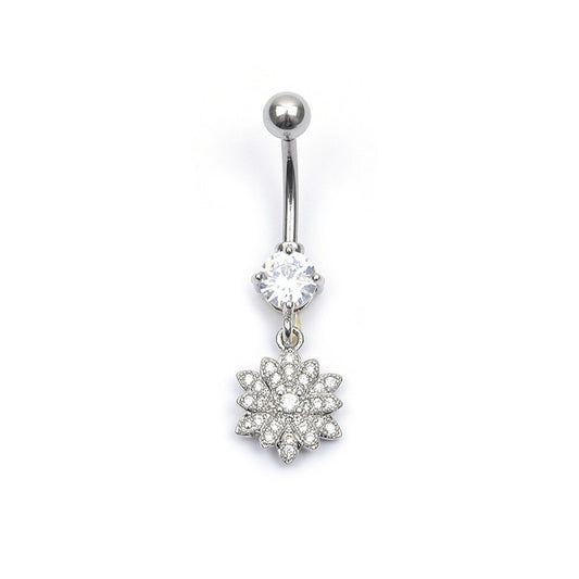 Piercing Nombril Acier Fleur