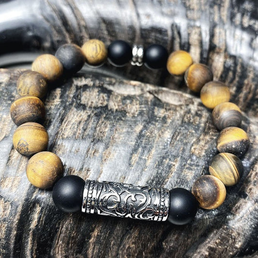 Bracelet Homme Pierre Naturelle Et Acier