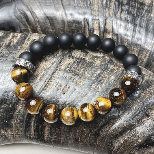 Bracelet Homme Pierre Naturelle Et Acier