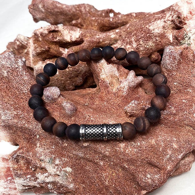 Bracelet Homme Pierre Naturelle Et Acier