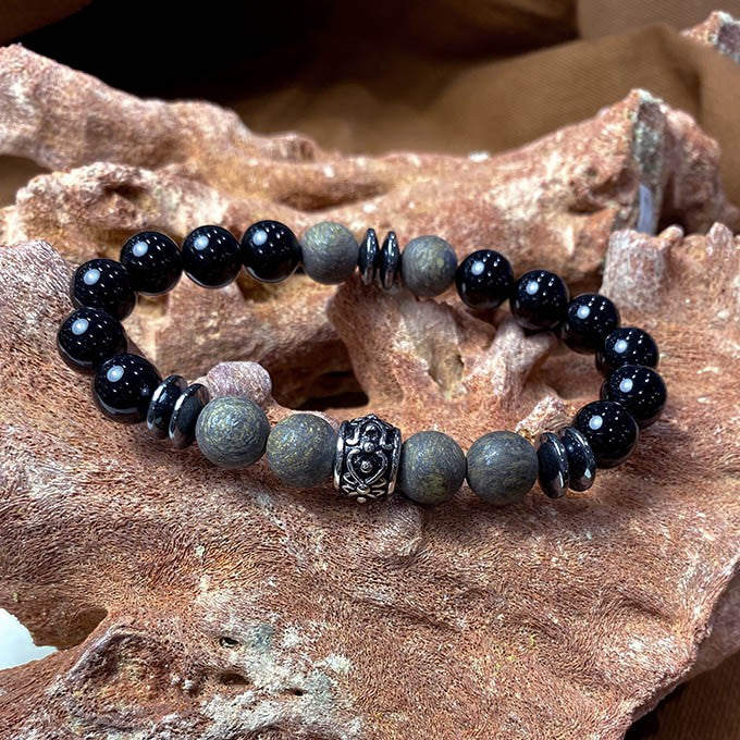 Bracelet Homme Pierre Naturelle Et Acier