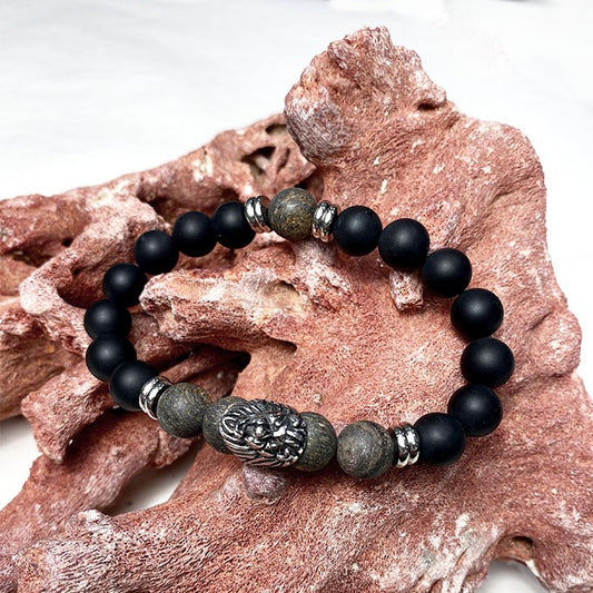 Bracelet Homme Pierre Naturelle Et Acier