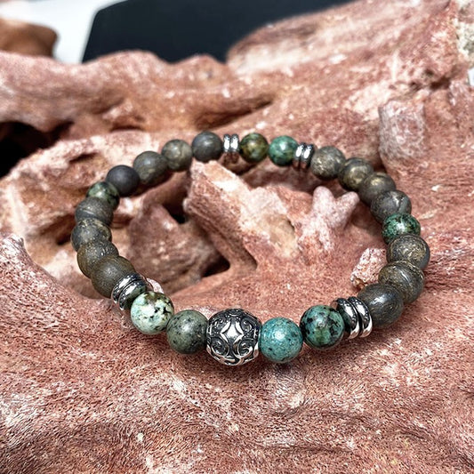Bracelet Homme Pierre Naturelle Et Acier