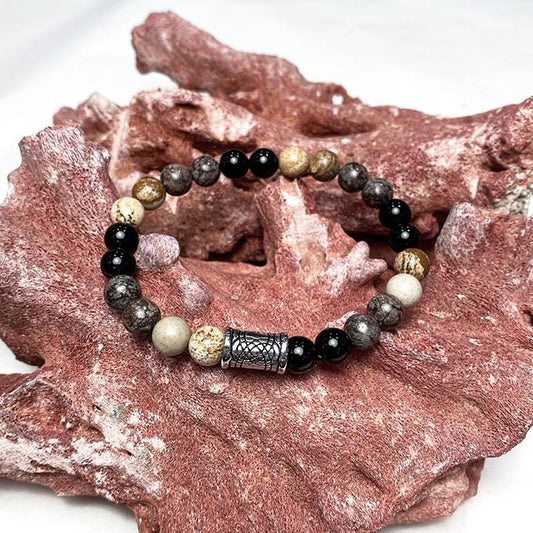 Bracelet Homme Pierre Naturelle Et Acier