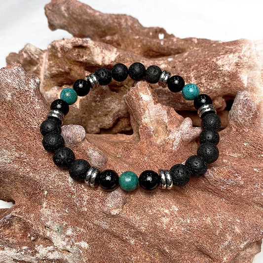 Bracelet Homme Pierre Naturelle Et Acier