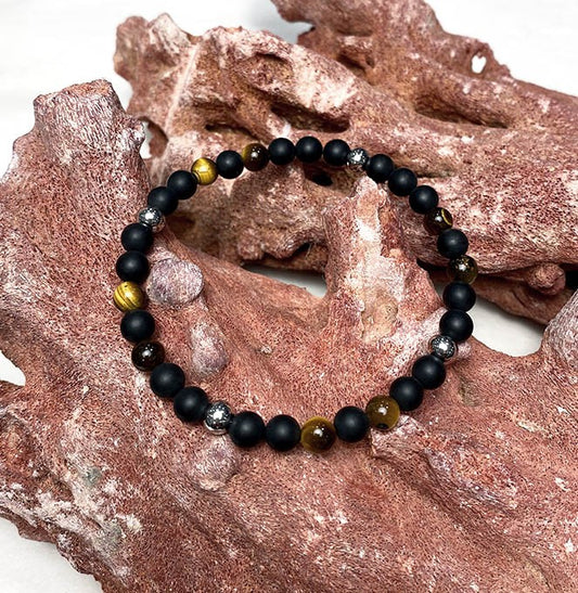 Bracelet Homme Pierre Naturelle Et Acier