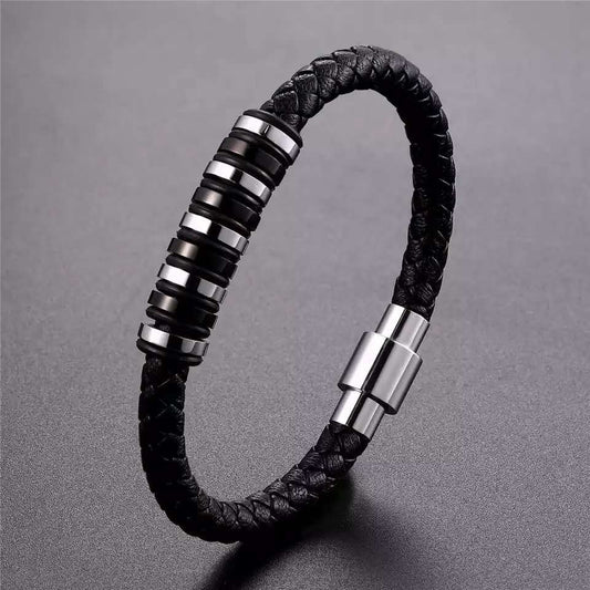 Bracelet Homme Cuir Et Acier