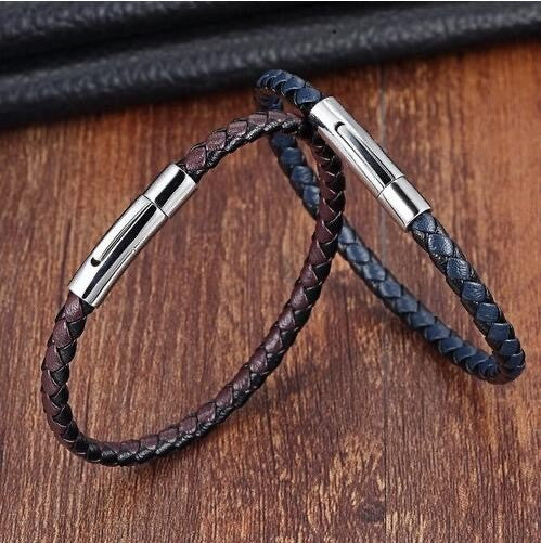 Bracelet Homme Cuir Et Acier