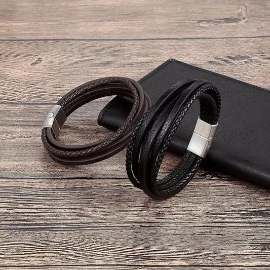 Bracelet Homme Cuir Et Acier