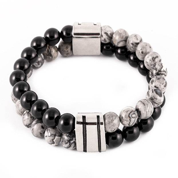 Bracelet Homme Pierre Naturelle Et Acier