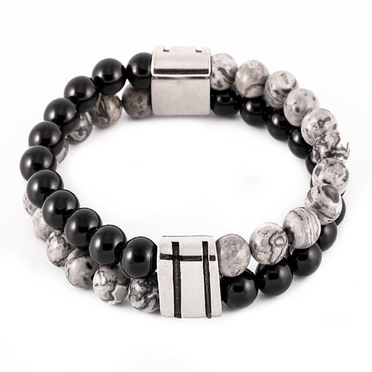 Bracelet Homme Pierre Naturelle Et Acier