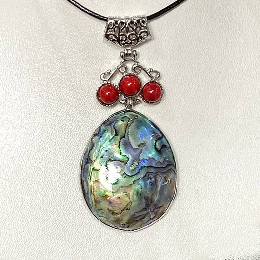 Pendentif Oval En Nacre Abalone Laiton