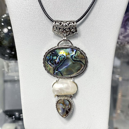 Pendentif Laiton Et Nacre Abalone