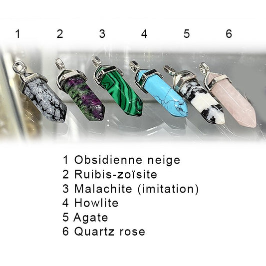 Pendentif  Laiton Et Pique En Pierre Naturelle