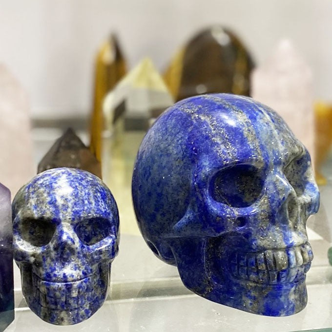 Tête De Mort Objet Décoratif En Lapis Lazulis