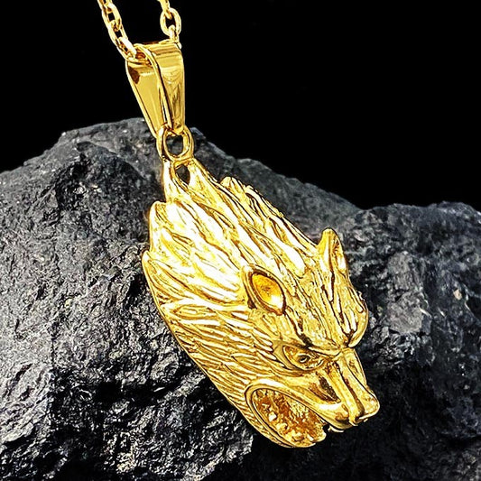Pendentif Acier Inoxydable Tête De Loup