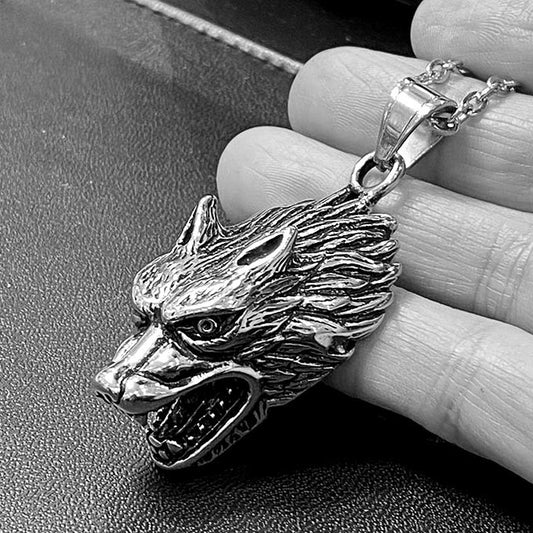 Pendentif Acier Inoxydable Tête De Loup