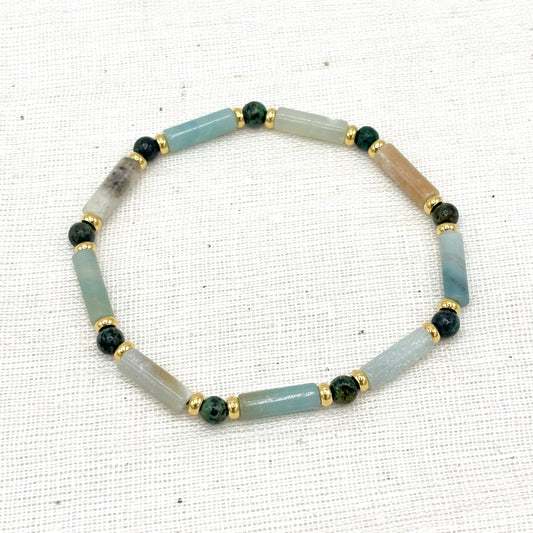 Bracelet Homme Pierre Naturelle Et Acier Inoxydable