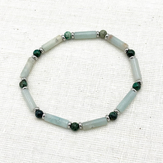 Bracelet Homme Pierre Naturelle Et Acier Inoxydable