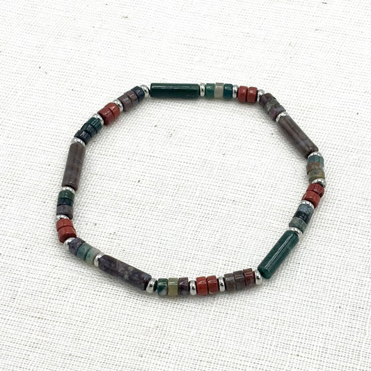 Bracelet Homme Pierre Naturelle Et Acier Inoxydable