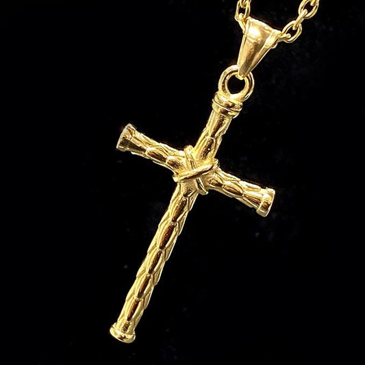 Pendentif Acier Inoxydable Croix Dorée