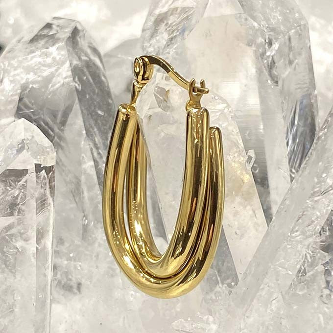 Boucles D'Oreilles En Acier Inoxydable Dorée