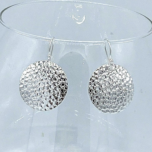 Boucles D'Oreilles Argent 925 Massif Martelé 3.61G