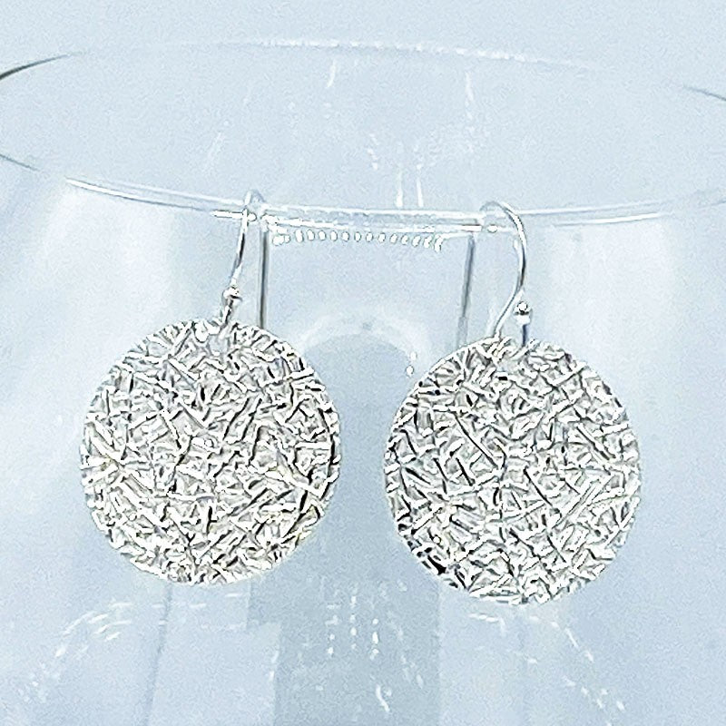 Boucles D'Oreilles Argent 925 Massif Martelé 3.35G