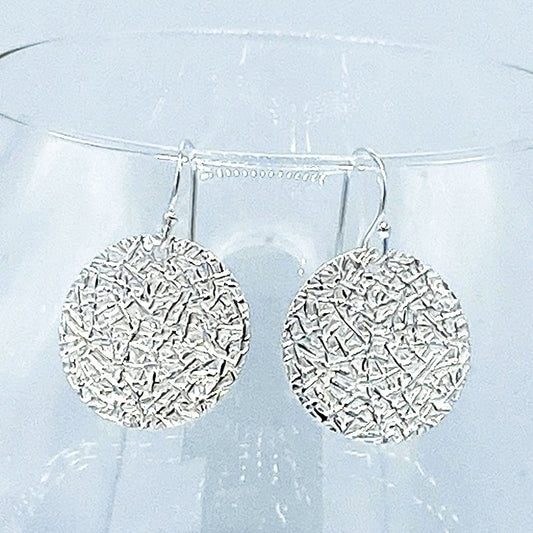 Boucles D'Oreilles Argent 925 Massif Martelé 3.35G