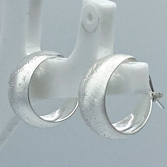 Boucles D'Oreilles Argent Massif Créole Sablé 3.83G  16Mm