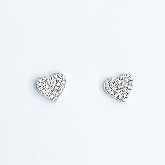 Boucles D'Oreilles Argent Rhodié Oxyde Zirconium Coeur 1.1G