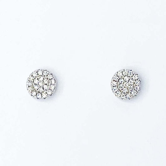 Boucles D'Oreilles Argent Rhodié Oxyde Zirconium Rondes 0.8G
