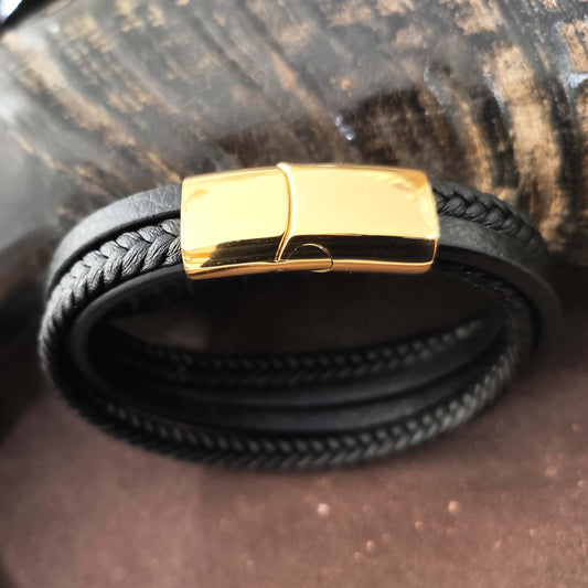 Bracelet  Homme Cuire Et Acier