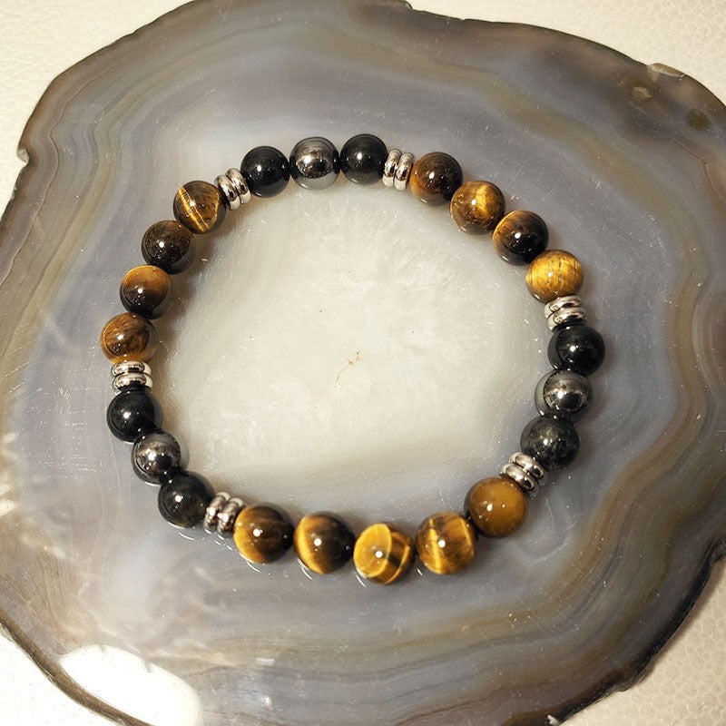 Bracelet Homme Pierre Naturelle Et Acier