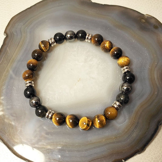 Bracelet Homme Pierre Naturelle Et Acier