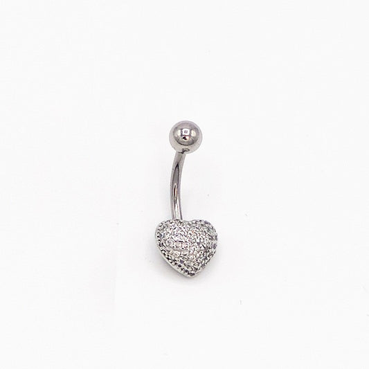 Piercing Nombril En Acier Coeur