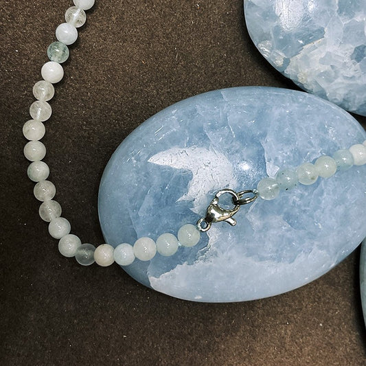 Collier Pierre Naturelle Aigre Marine 4Mm