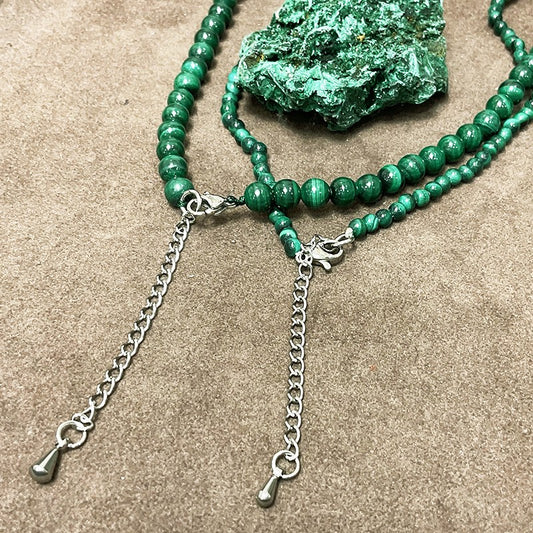 Collier Pierre Naturelle Malachite 4Mm Et 6Mm