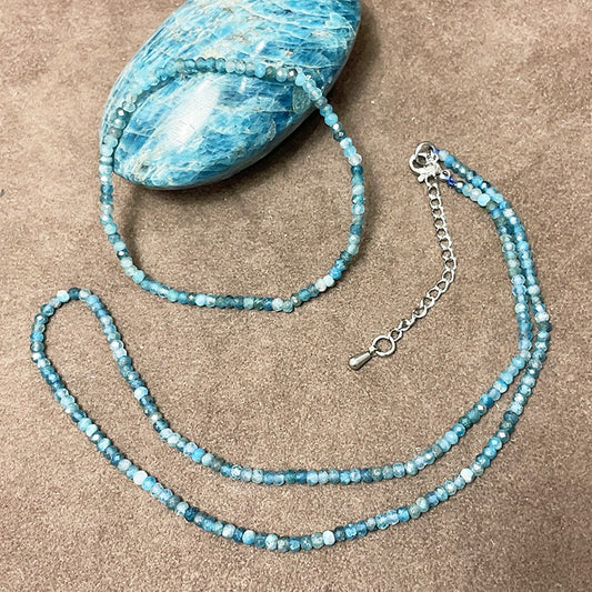 Collier Et Bracelet Pierre Naturelle Apatite Facetté 3Mm