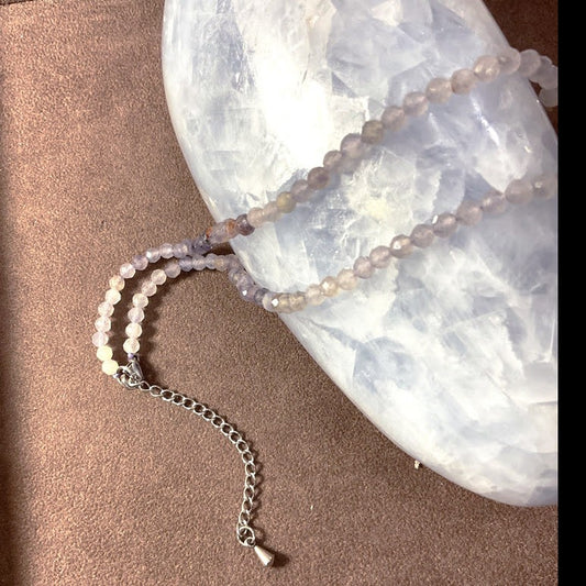Collier Pierre Naturelle Morganite 4Mm En Facetté