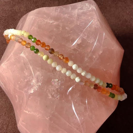 Collier Pierre Naturelle Opal, Jade Et Cornaline 4Mm En Facetté